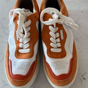 ALOHAS Women’s  Orange and White Suede-Trim Sneakers